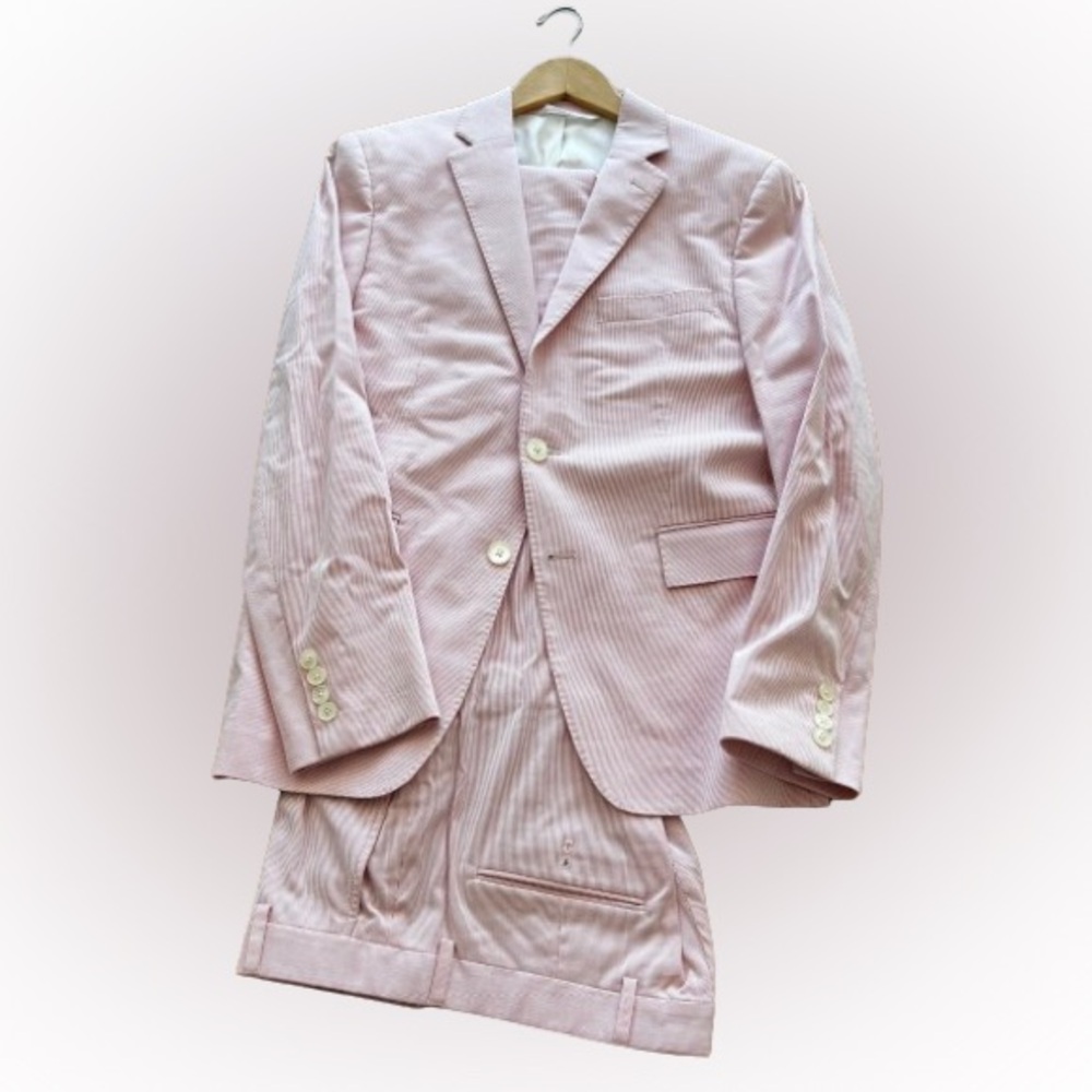 Todd Snyder Pink Fine Corded cotton Stripe Sutton Suit -38S (30 waist)